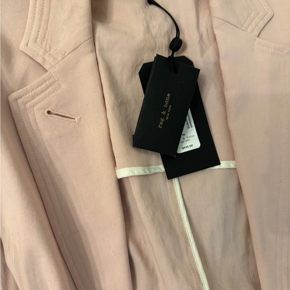 Rag & Bone S Linen Blazer Short Trench Coat Pastel Pink Easter Spring Jacket - Picture 7 of 14
